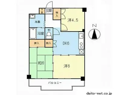 ガーデンハイム2(3DK/2階)の間取り写真