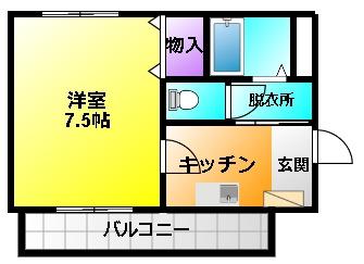 グランデージプランタン(1K/1階)の間取り写真