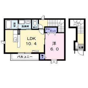 グラースメゾン(1LDK/2階)の間取り写真