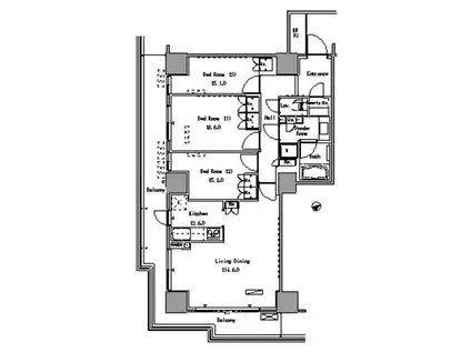 パークアクシス豊洲(3LDK/14階)の間取り写真