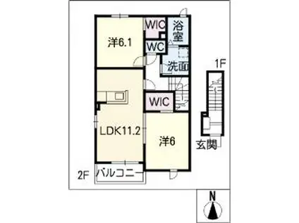 エムズステージIII(2LDK/2階)の間取り写真