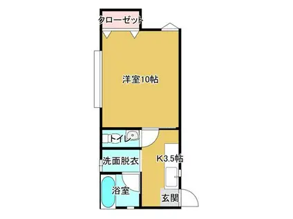 プリシェールKーIII(1K/1階)の間取り写真