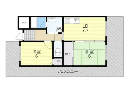 クレスト塚西(2DK/2階)の間取り写真