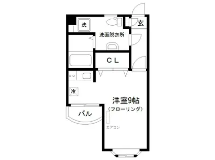 メゾン・アン・ルージュ(ワンルーム/1階)の間取り写真