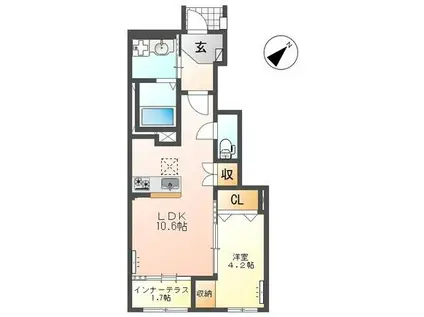 小田渕町2丁目アパート(1LDK/1階)の間取り写真