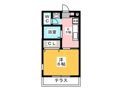 エスパシオ(1K/2階)の間取り写真