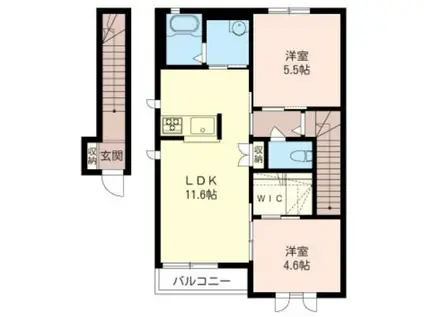ポナールC(2LDK/2階)の間取り写真