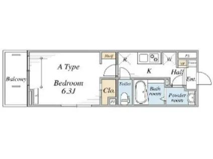 リブリ・西横浜II(1K/3階)の間取り写真