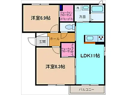 アイボリーコート(2LDK/2階)の間取り写真