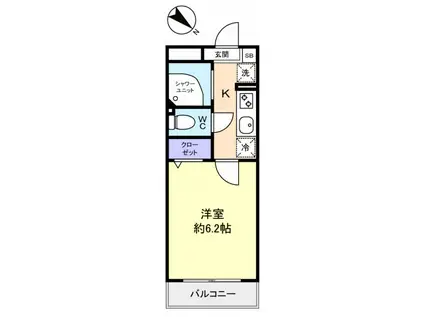 LA LUCE(1K/3階)の間取り写真