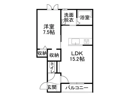 VALHALLAI(1LDK/2階)の間取り写真