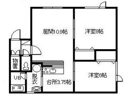 ＪＲ函館本線 旭川駅 徒歩35分 2階建 築19年(2LDK/2階)の間取り写真