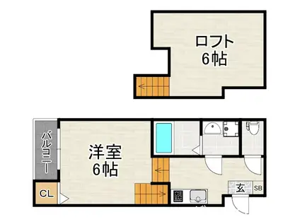 ハーモニーテラス和白XII(1K/1階)の間取り写真