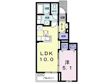 ビスタ大崎(1LDK/1階)の間取り写真