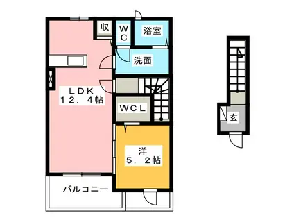 ルフレエトワールII(1LDK/2階)の間取り写真