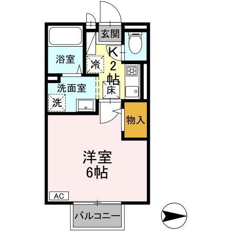 ドリームアーク(1K/1階)の間取り写真