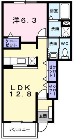 レジデンス福園(1LDK/1階)の間取り写真