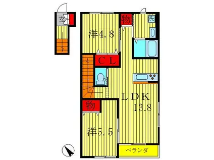 MAJESTIC GARDEN マジェスティックガーデン(2LDK/2階)の間取り写真