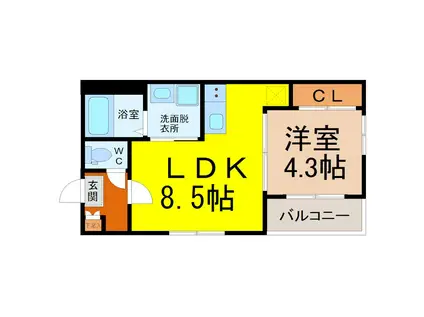 中村公園レジデンス(1LDK/2階)の間取り写真