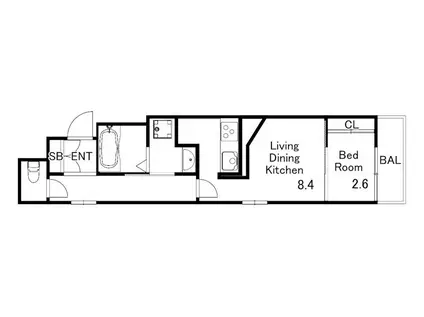 ブロンテ明石本町(1LDK/4階)の間取り写真
