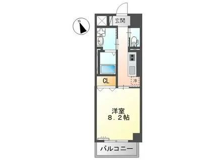 ECLOUD(1K/8階)の間取り写真