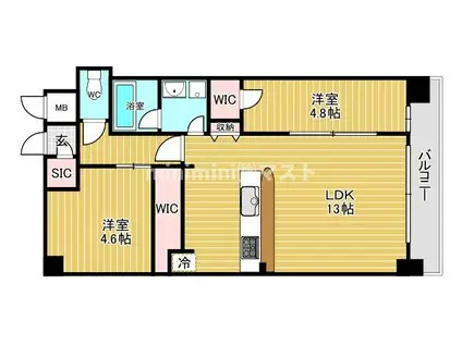 スプランディッド難波VII(2LDK/2階)の間取り写真