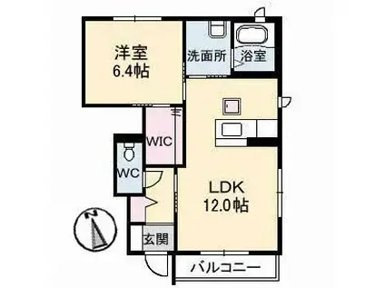 シャーメゾン美月A棟(1LDK/1階)の間取り写真