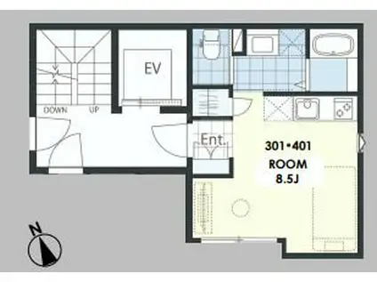 YUSHIMA LABEL(ワンルーム/4階)の間取り写真