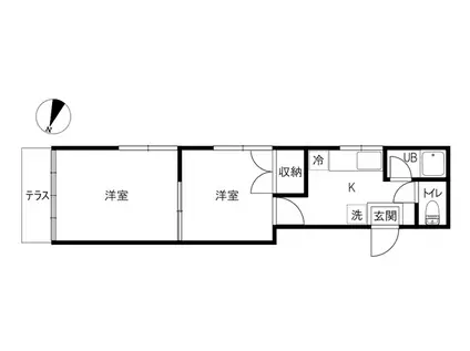 YOUハイツ3(2K/1階)の間取り写真