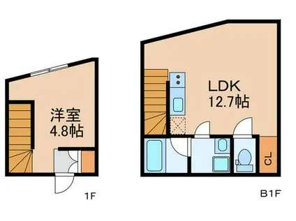 LIFE BASE西新宿(1LDK/B1階)の間取り写真