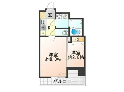 ASCLAIRE京都西院(2K/7階)の間取り写真