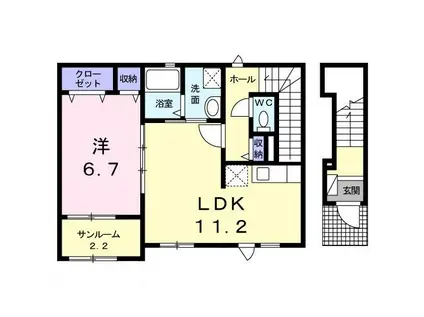 グレイスランド(1LDK/2階)の間取り写真