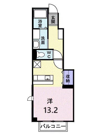ローズコートA(ワンルーム/1階)の間取り写真
