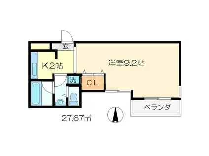 グランコスモ寺町(1K/2階)の間取り写真