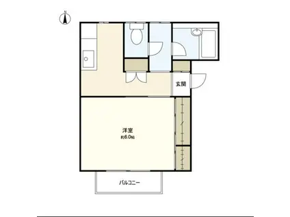 パルコート(1K/2階)の間取り写真