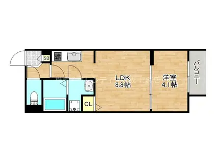 CRASTINE中川西(1LDK/3階)の間取り写真