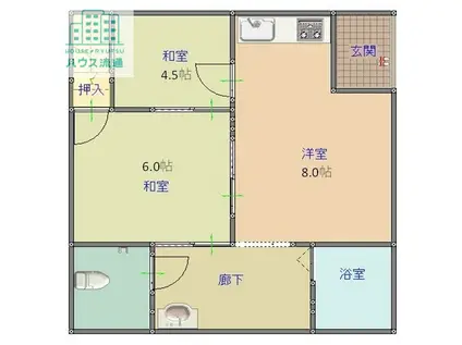 稲葉荘 A棟(2DK/1階)の間取り写真