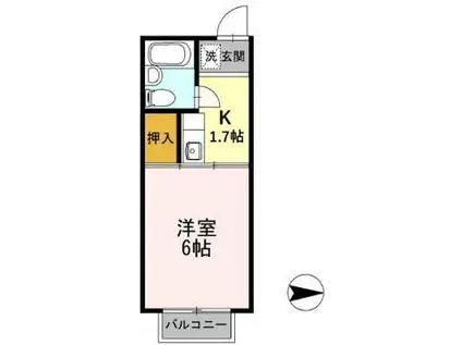 羽衣ハイツ(1K/2階)の間取り写真