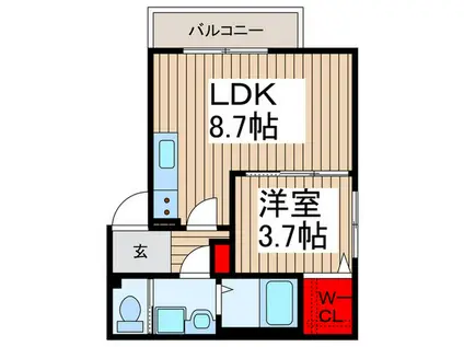 AJヒルズ蘇我(1LDK/2階)の間取り写真