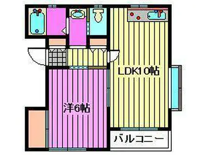 ハイムツースリー(1LDK/3階)の間取り写真