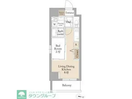 ルネフラッツ黒川II(1LDK/9階)の間取り写真