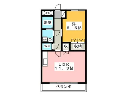 LRロジュマン(1LDK/2階)の間取り写真