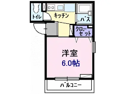 サウスコート(1K/2階)の間取り写真