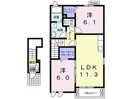 グレイスヒロ(2LDK/2階)の間取り写真