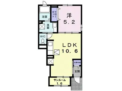 スターチスII(1LDK/1階)の間取り写真
