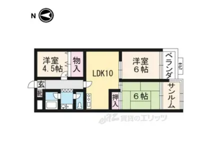カストルム洛北(3LDK/5階)の間取り写真
