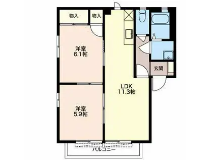 プリムローズ(2LDK/1階)の間取り写真