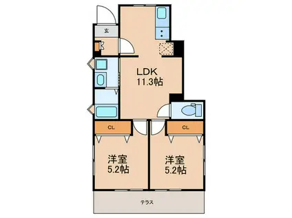 新井3丁目(2LDK/1階)の間取り写真