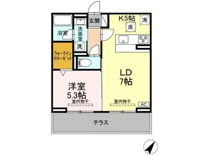 セレーナ東静岡(1LDK/1階)の間取り写真