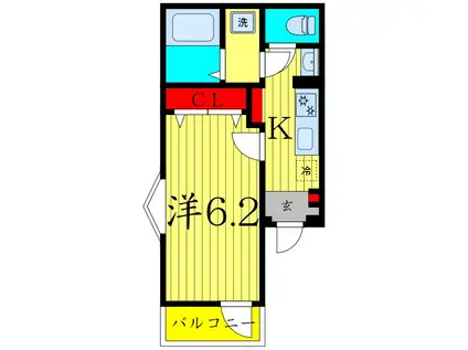 セナリオフォルム小岩(1K/2階)の間取り写真